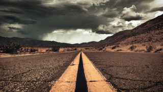 Mountain road cloudy sky sunset 2 - a long road free wallpaper