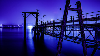Pier purple sky light building - a pier free wallpaper