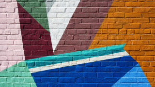 Colorful brick wall geometric abstract - a white brick wall free wallpaper for desktop