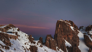 Mountain snow pink sky birds - andrea orcagna free wallpaper
