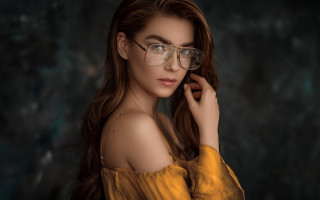 Elina karimova rococo portrait glasses - her right arm behind her head free wallpaper