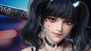Woman baseballbat necklace choker tattoos - artgerm free wallpaper