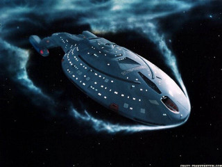 Blue ship floating sky star - a star trek logo free wallpaper