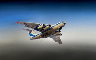 Jet flying blue sky clouds 6 - a jet free wallpaper