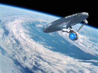 Spaceship flying over earth blue 3 - over the earth free wallpaper