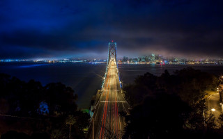 City night bridge water starry - photography free wallpaper for desktop