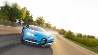 Blue bugatti road forest nature - a blue bugatti free wallpaper