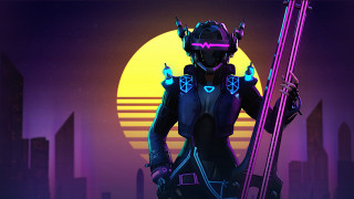City skyline synthwave cyberpunk solo - synthwave style free wallpaper