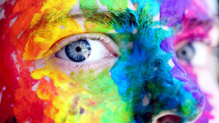 Painted face rainbow vivid fauvism - paint free wallpaper