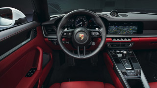 Red black interior car dashboard - wheel and dashboard free wallpaper