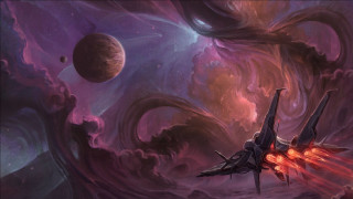 Space ship galaxy red glow - alejandro burdisio free wallpaper