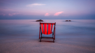Red white chair sandy beach - chair free wallpaper