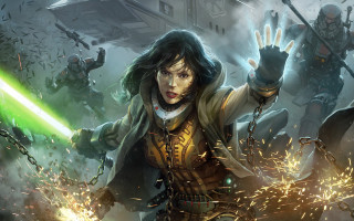 Woman green lightsaber star wars - the gathering artwork free wallpaper