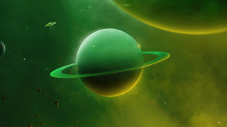 Green planet ring star space - planet free wallpaper