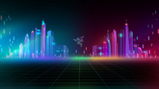 Futuristic city neon lights grid - a grid pattern free wallpaper