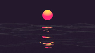 Sunset waves orange sun synthwave - synthwave free wallpaper