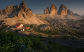 House hill mountain sunset landscape - a house free wallpaper