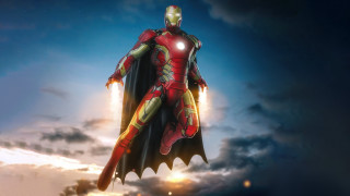 Flying man suit light cape - matte drawing free wallpaper