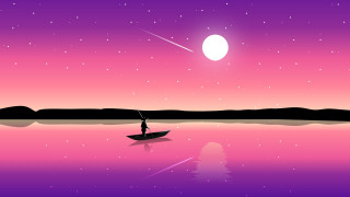 Moon boat night water astronaut - esao free wallpaper for desktop