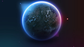 Blue red planet bright light - blue line free wallpaper for desktop