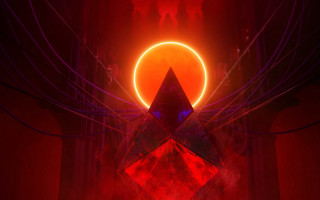 Red mountain torii moon sunset - a red light in the background free wallpaper