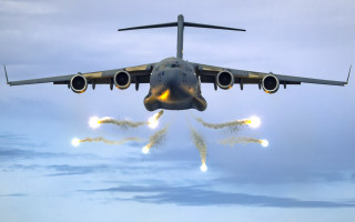 Large jet yellow smoke cloudy - a cloudy blue sky free wallpaper