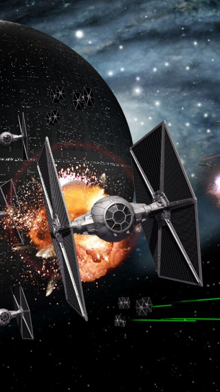 Star wars tie spaceship galaxy - free sci-fi wallpaper for mobile