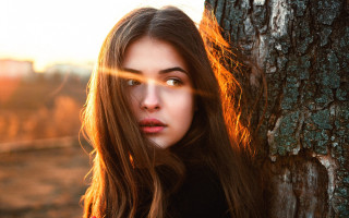 Woman longhair tree sun blowing - free aesthetic wallpaper