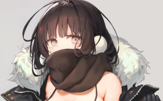 Woman scarf hood fur coat - a scarf free wallpaper