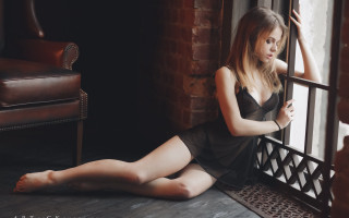 Esztter mattioni barelegs blackdress sitting - a window free wallpaper