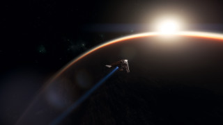 Space shuttle planet sun moon - the horizon free wallpaper