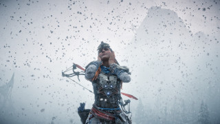 Armor snow mountains bow hero - the background in the distance free wallpaper