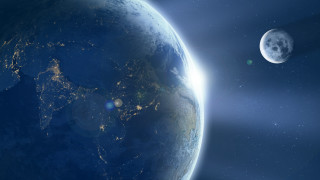 Earth night space city moon - the horizon free wallpaper