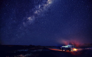 Truck night sky stars milky - sky above free wallpaper