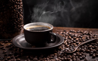 Coffee cup table spoon beans - top of a table next free wallpaper