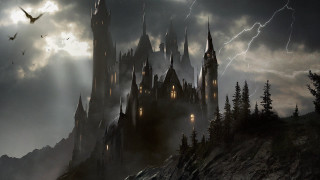 Castle lights lightning bats fantasy - bat free wallpaper
