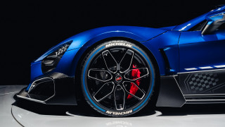 Blue sports car red stripe 2 - a red stripe free wallpaper