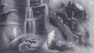 Waterfall castle dog foreground background - anato finnstark free wallpaper for desktop