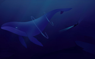 Shark pull man ocean bioluminescence - a shark free wallpaper