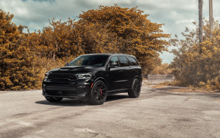Black dodge suv autumn tilt - ultra wide angle free wallpaper