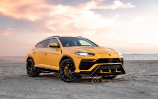 Yellow lamb suv beach sunset - a beach near the ocean free wallpaper for desktop