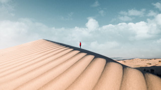 Desert lone person sand dune - free architecture wallpaper