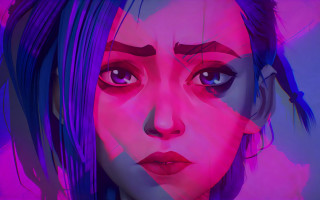 Purple haired woman pink blue - a womans face free wallpaper