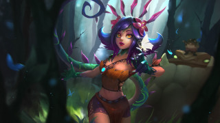 Fantasy forest woman dragon armor - a gun and a knife free wallpaper