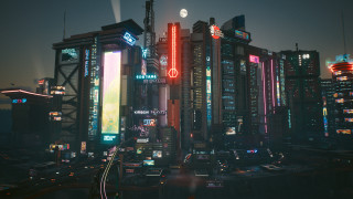 Futuristic city neon train night - cyberpunk city free wallpaper