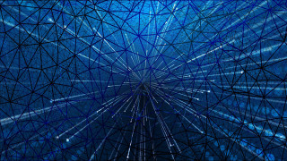 Blue wireframe tree night sky - a wireframe diagram free wallpaper