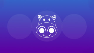 Purple cat head three circles - vector art free wallpaper for desktop