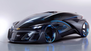 Futuristic car blue light wheels 2 - body free wallpaper