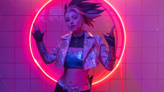 Neon woman cyberpunk fanqi akali - sakimi chan free wallpaper