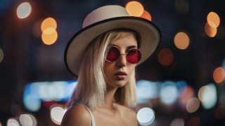 City night woman hat sunglasses - a hat and sunglasses free wallpaper